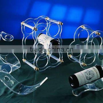 Clear Acrylic Wine Bottle Holder For Six Bottles,Perspex Wine Display,Plexiglass Red Wine Box