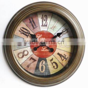 Dia 43.5 cm Country Style Round Metal Wall Clock, Rustic Wall Clock