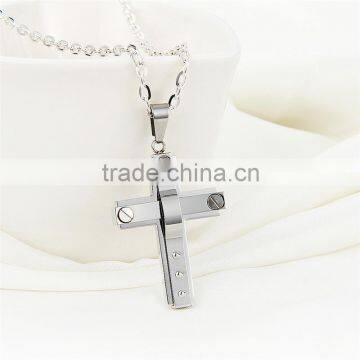 DAIHE Stainless Steel Christian Cross Gemstone Pendant photo-2