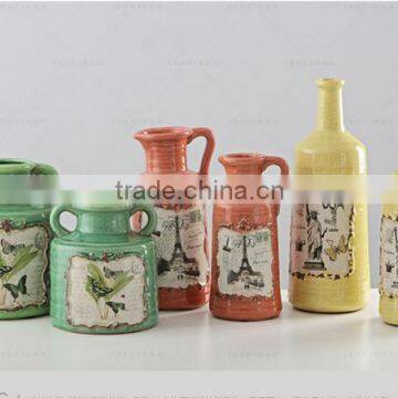 Green Ears Ceramic Glaze Vase Hand-painted Oil Painting B09BH04-5 photo-2