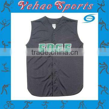 Sleeveless baseball jersey with badge and tackle twill