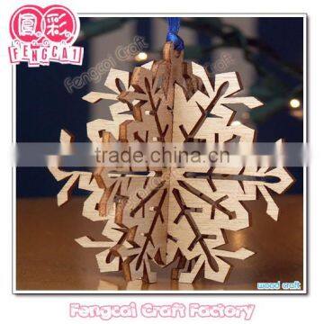 [Manufacturer/OEM Service] Custom made Wooden Christmas Flake Shaped 3D hanging Decoration