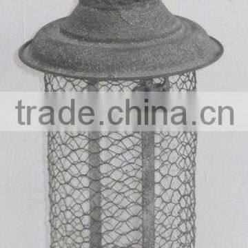 100466F- round metal wire candle lantern