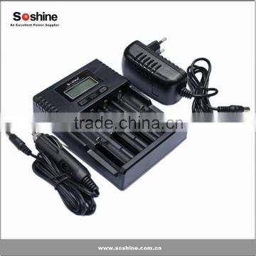 Portable Soshine H4 LCD Universal Battery Charger for 26650 18650 16340 14500 C AA AAA battery