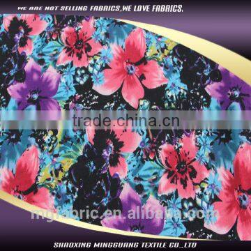 lady fashion polyester spandex printed fabric for dress