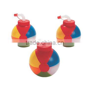 23 oz. 650ml 2016 New Custom Design Hot Sale Plastic Rainbow Beach Ball Shaped Cups with Lids and Straws Wholesale Manufacturer