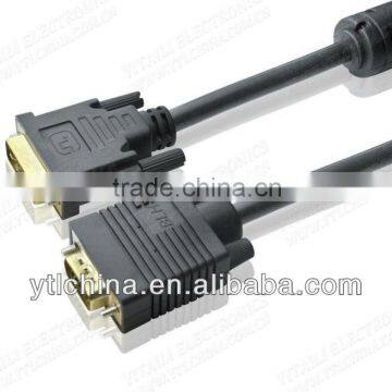 Gold Plated DVI to VGA Cable with Two ferrite cords