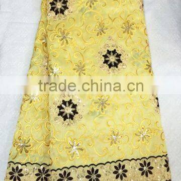 CL3116-3 high quality newest style Silk satin material George lace with gold /silver sequins colorful softly