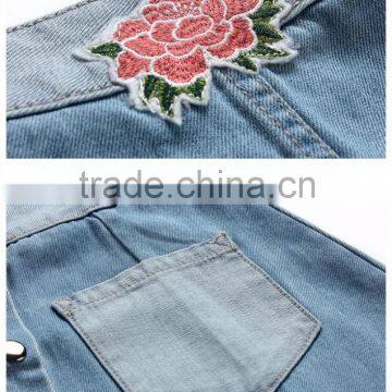 Lastest Funky Girls Fashion Women Embroidered Skinny Denim Jeans Short Skirts photo-3