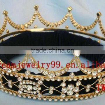 hot gold round rhinestone crown