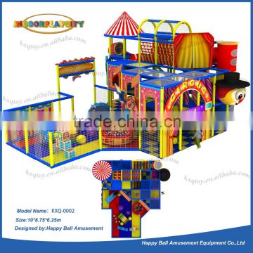 Circus theme four layers indoor playground type plastic material soft indoor naughty castle amusement park with mini bouncer pla