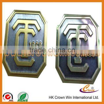 2013 embossing logo metal label with 3M back