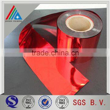 23 micron RED color coated aluminum metallized PET film Quality coated polyster film