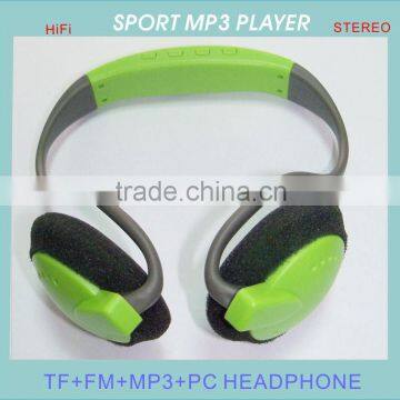 Newest Hot sale Headset TF mp3 mini sport mp3 earphone and headphpone with fm