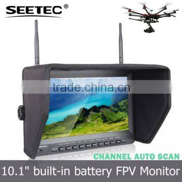 10.1'' FPV monitor built-in battery dual 32CH 5.8GHz diversity receivers high resolution 1024x600 dji gimbal