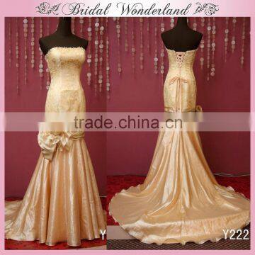Jacquard satin strapless dress for muslim mother of the bride