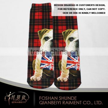 custom design sublimation dog printed knitting ankle socks