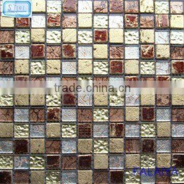 Silver-leaf Crystal Glass Mix Stone Mosaic Tile ST101