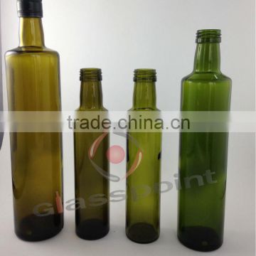 500ml 1000ml round dark or light green dorica olive oil glass bottles with metal lid