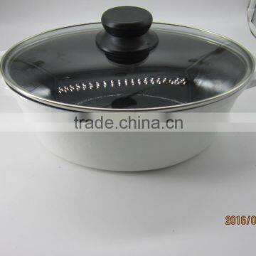 , Porcelain Enameled Cast Iron Cookwares, Cast Iron Enamel Coat Pots, Glass Lid Cast Iron Oval Roaster photo-2