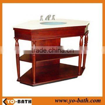 2015 hot selling solid wood hotel corner bathroom vanity, hotel bathroom furniture