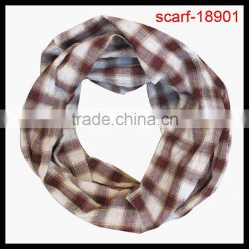 2014 hot fashionable plaid print infinity scarf