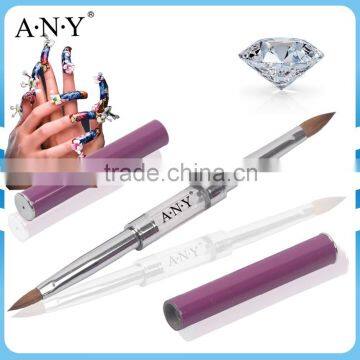 ANY Professional Nail Art Crystal Acrylic Nails Design Rhinestone Double End Two Way Acrylic Brush Pure Kolinsky