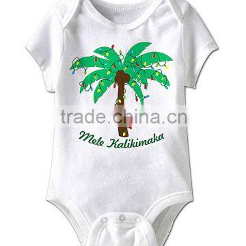 2016 Summer Button Baby Bodysuit Coconut Tree Printed Toddler Rompers White Cotton Child Clothing G-NPRR90628-18