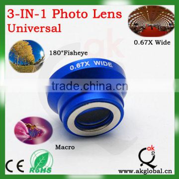 smartphone lens 0.67x wide angle lens fisheye lens 3 in 1 lens