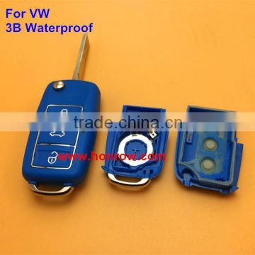 Hot sale products --VW 3 button waterproof remote key blank with blue color