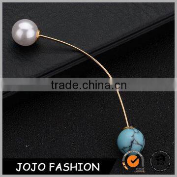 Korea simple geometric suit men pearl brooch pins                        
                                                                                Supplier's Choice