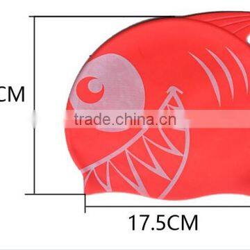 2016 Summer Fashionable Comfortable Wear Silicone Waterproof Cartoon Shark Children Swimming Cap photo-3