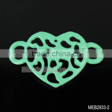 New Design Spray Paint Alloy Heart Connector Jewelry Bracelet Necklace Connector