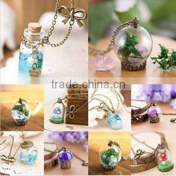 2016 Glass Dried Flower Chain Pendant Wish Bottle Necklace For Women Jewellery Wedding