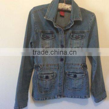 4 button flap patch pockets denim vintage jacket for women