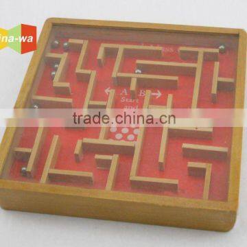 new kid wooden labyrinth or maze game toy with iron balls