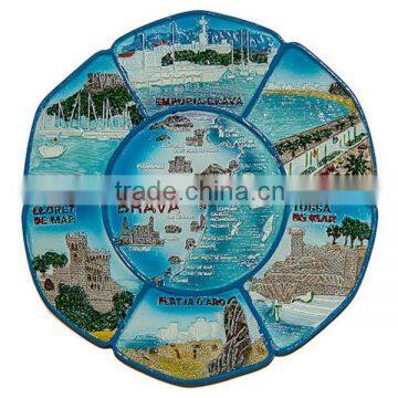 custom tourist souvenir 3D plate Spain. Costa Brava Attractions (Diameter 14 cm)