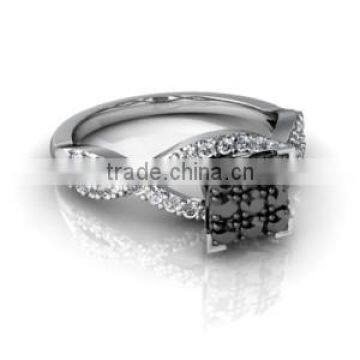 Natural black & white diamond 14k solid gold wedding ring Indian Manufacturer