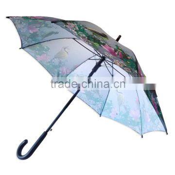 Happy Bird Sublimation Printing Black Wooden Umbrella photo-2