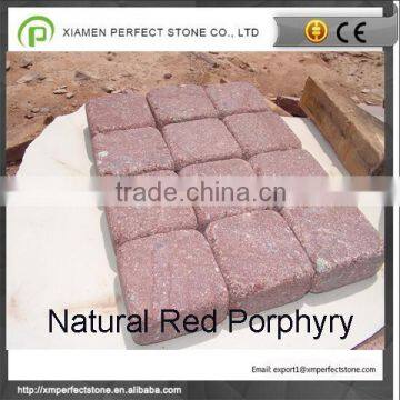 Red granite paving stone