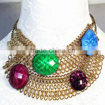 Colorful stone alloy big fashion jewelry necklaces