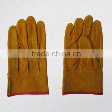 Golden Full Leather Straight Thumb Welding Glove