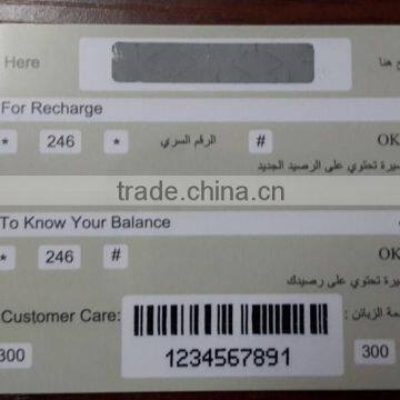 PVC Phone Card Scratch off card recharge card