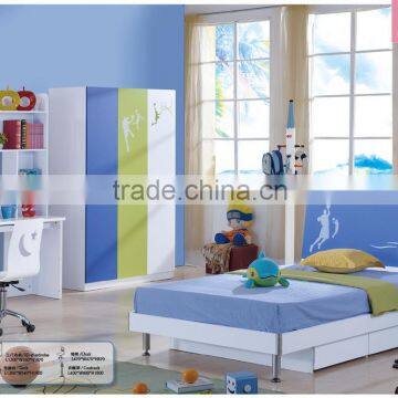 High quality Modern Fashionable kid bed with desk and wardrobe