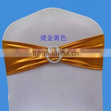 Golden Yellow Metallic Chair Band with Buckle Banquet Hotel Decorative