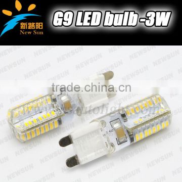 Best selling led corn light G9 bulb 64pcs Epistar 3014 warm white Silicone 220V 3W car household marine led light