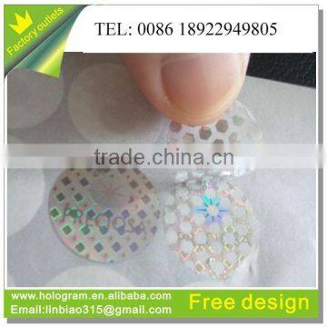 Factory supply custom hologram security one time use sticker