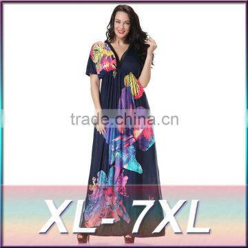 hot sey V collar beach resort beach dress code plus silk dress in summe