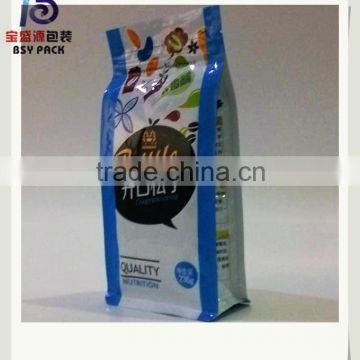 custom printed all flat bottom packaging bag /pouch with zipper