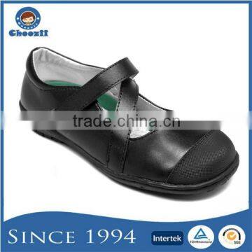 Guangzhou Stylish Strappy Buckle Kids Black School Uniform Shoes